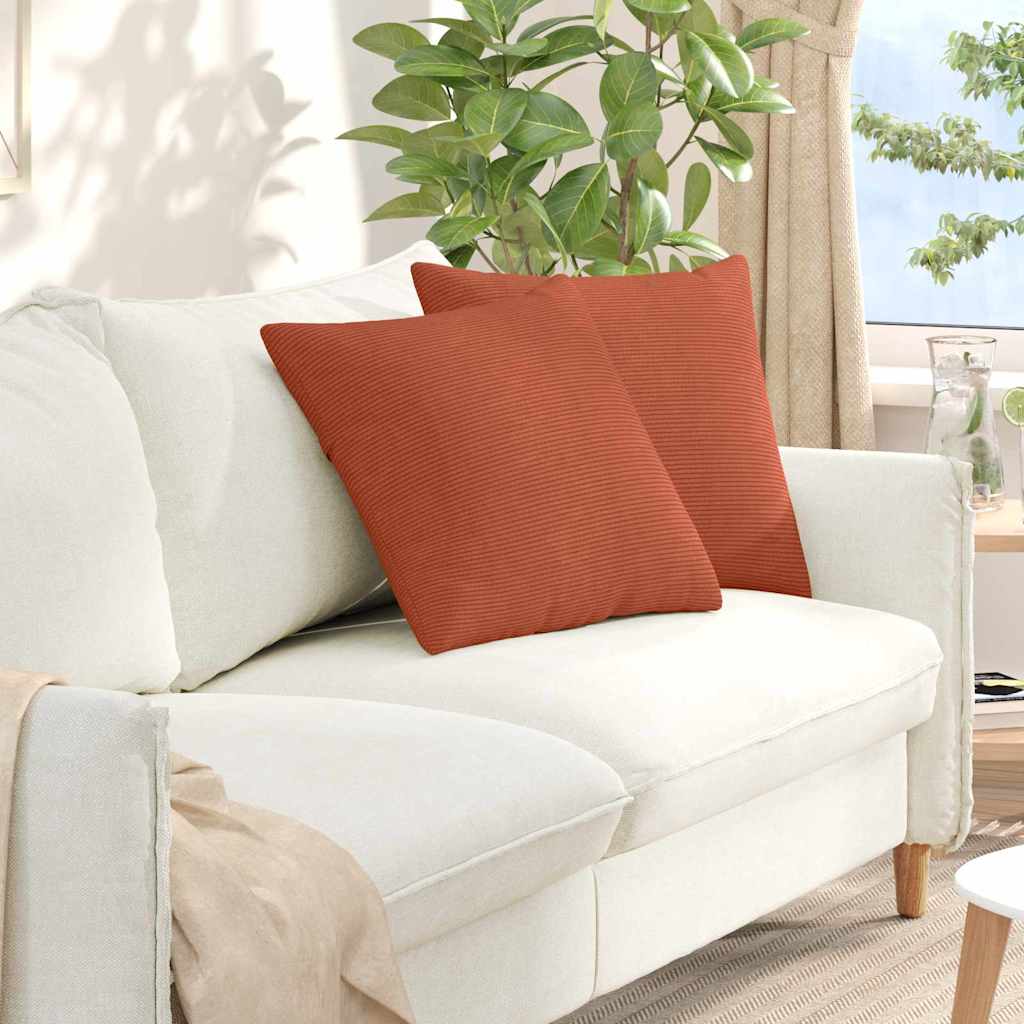 Sofapuder 2 pcs Rød orange 50 x 50 cm Velourstof