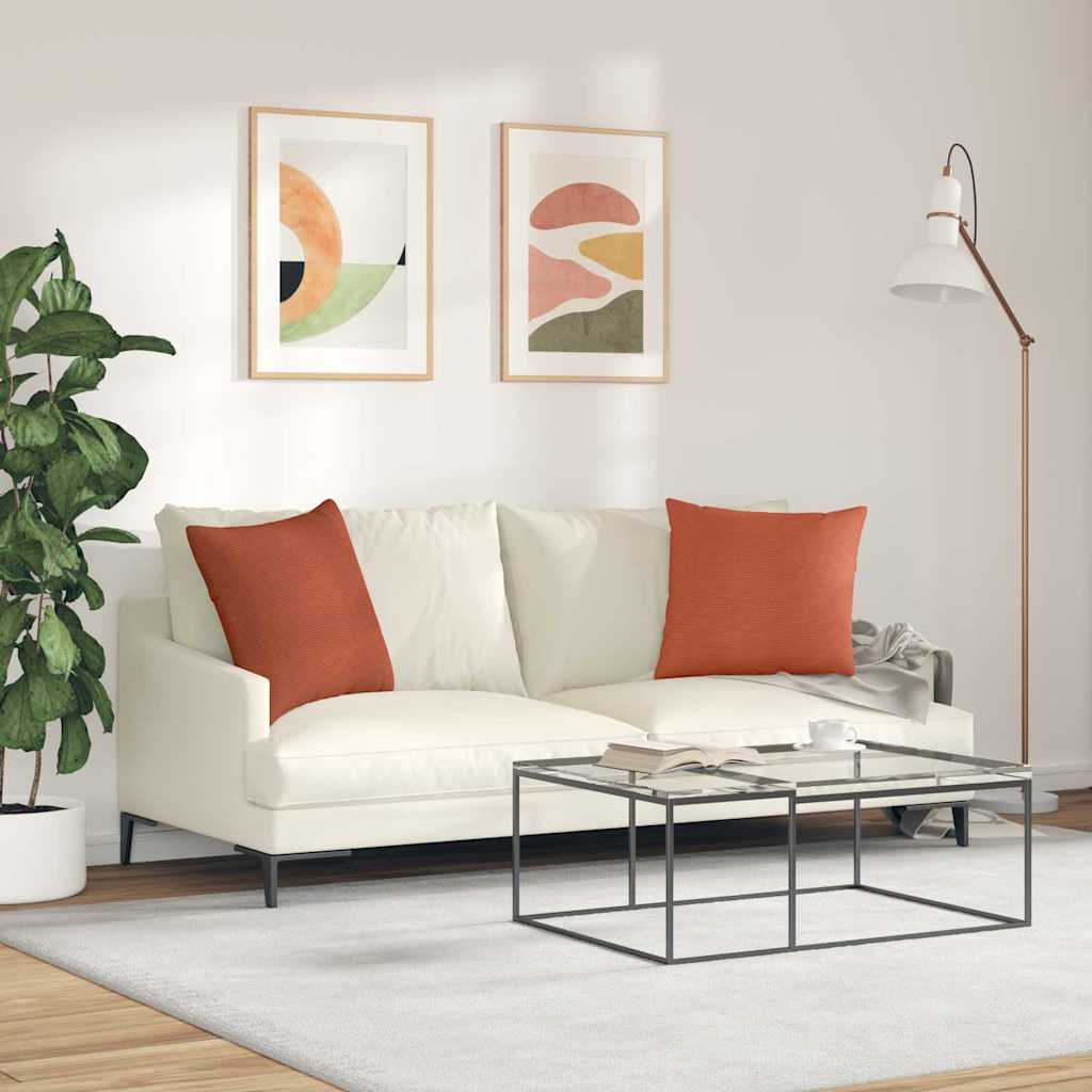 Sofapuder 2 pcs Rød orange 50 x 50 cm Velourstof