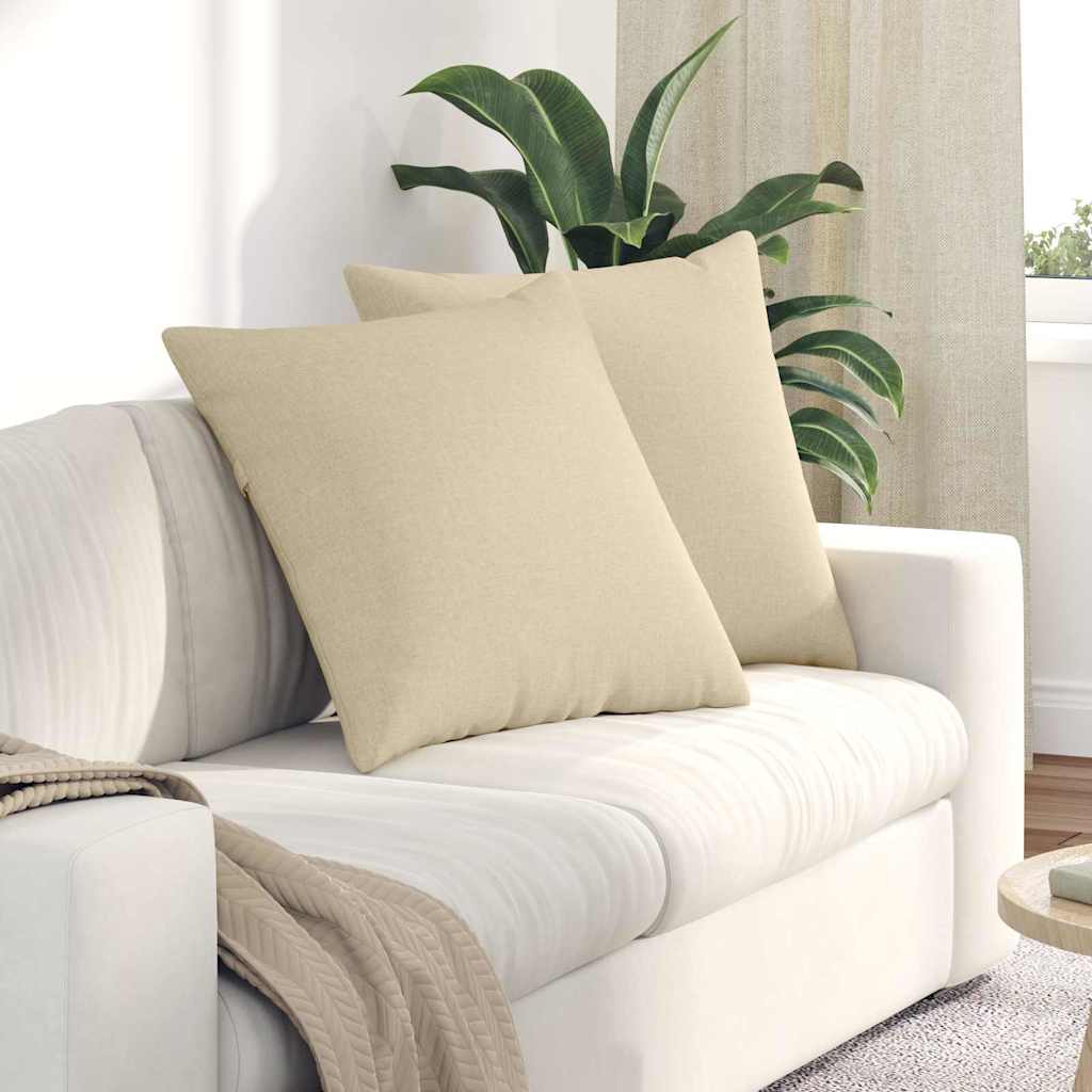 Sofapuder 2 stk. Stof Creme 60 x 60 cm