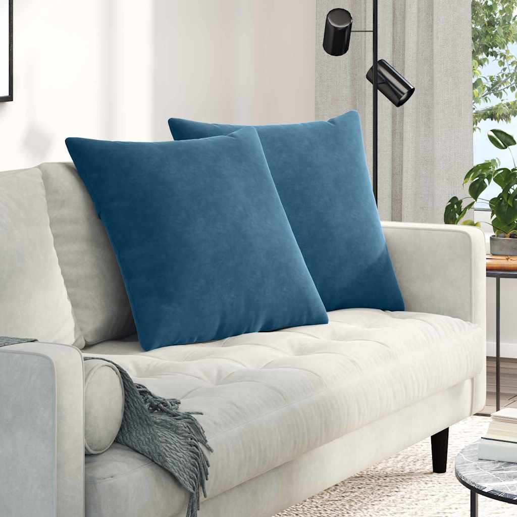Sofapuder 2 pcs Blå 60 x 60 cm Velourstof
