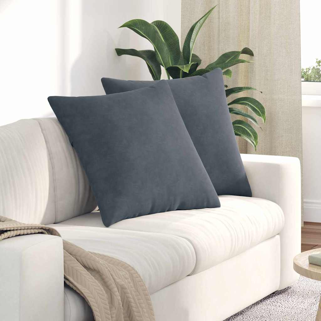 Sofapuder 2 pcs Mørkegrå 60 x 60 cm Velourstof