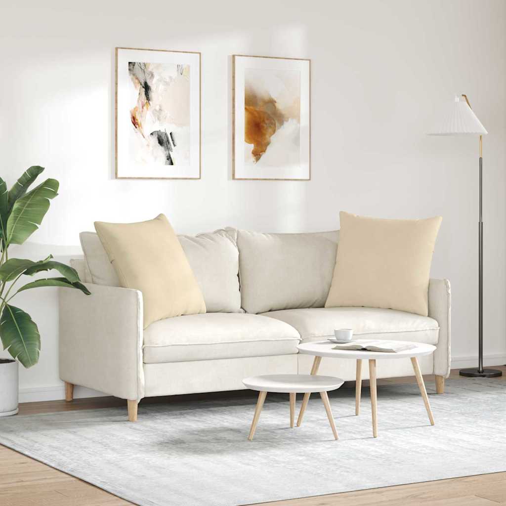 Sofapuder 2 stk. Stof Creme 60 x 60 cm