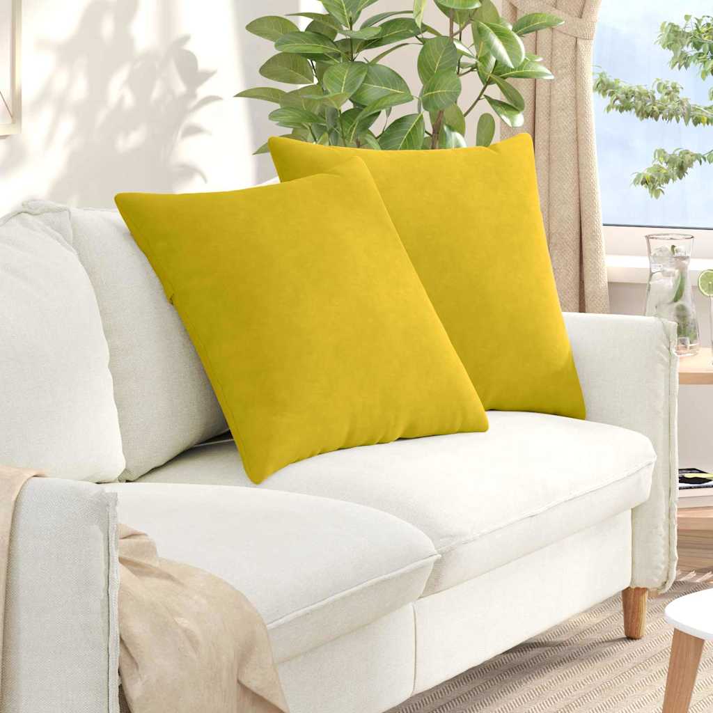 Sofapuder 2 pcs Gul 80 x 80 cm Velourstof