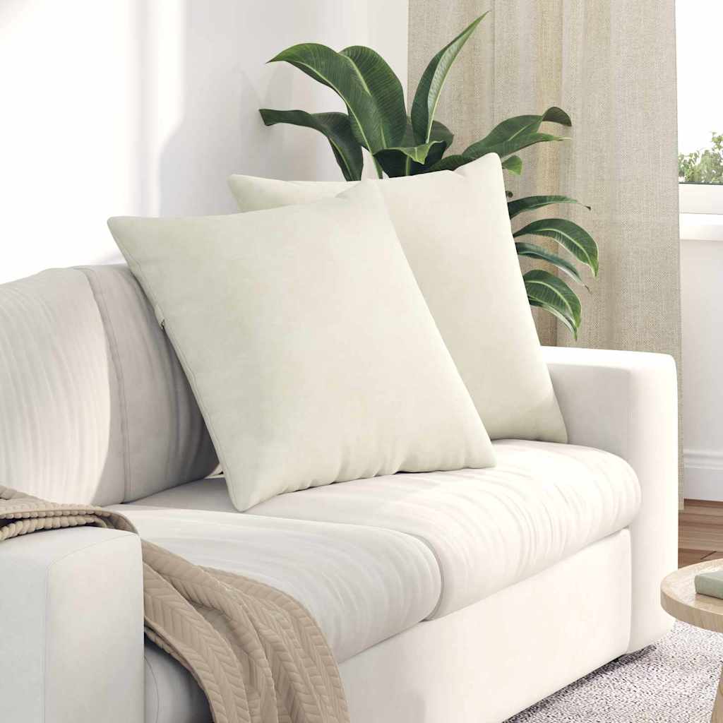 Sofapuder 2 pcs Creme 80 x 80 cm Velourstof
