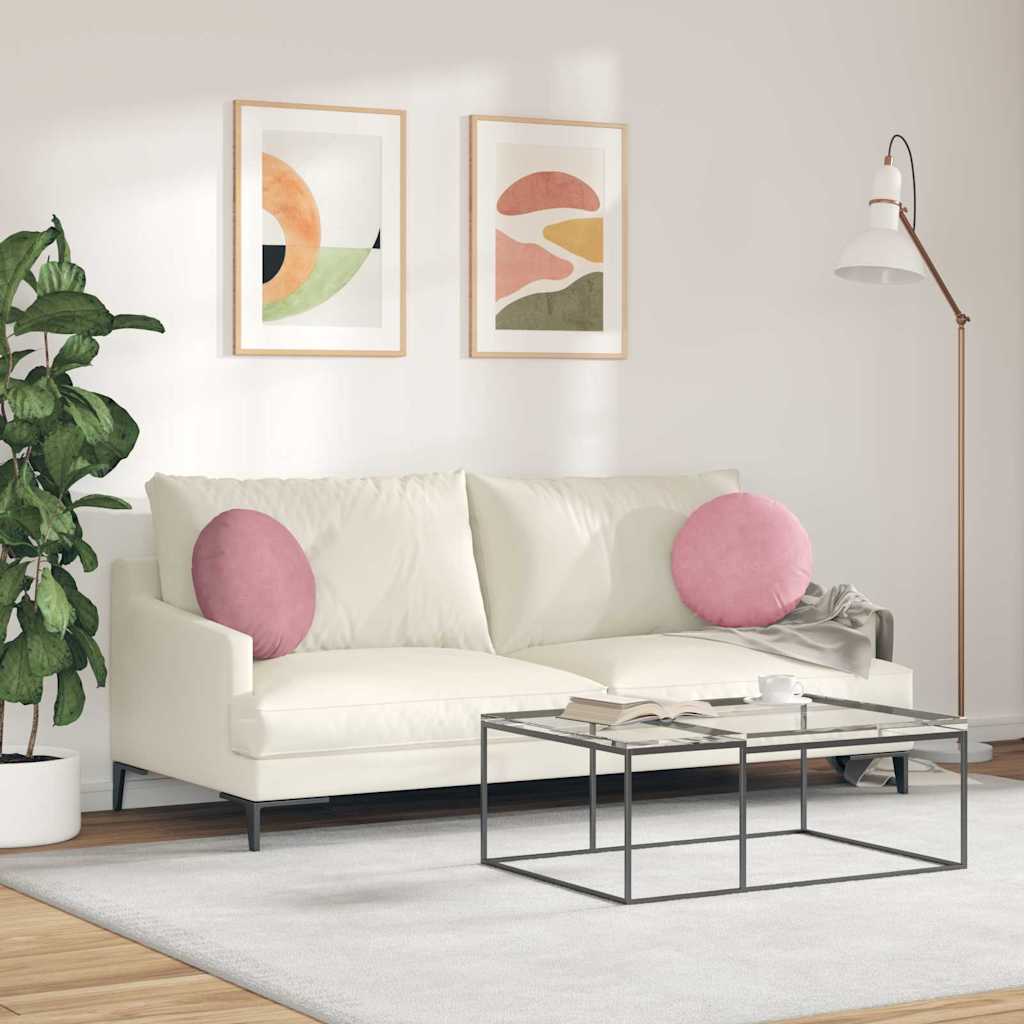 Sædepuder 2 pcs Lyserød Ø 40 x 13 cm Fløjl