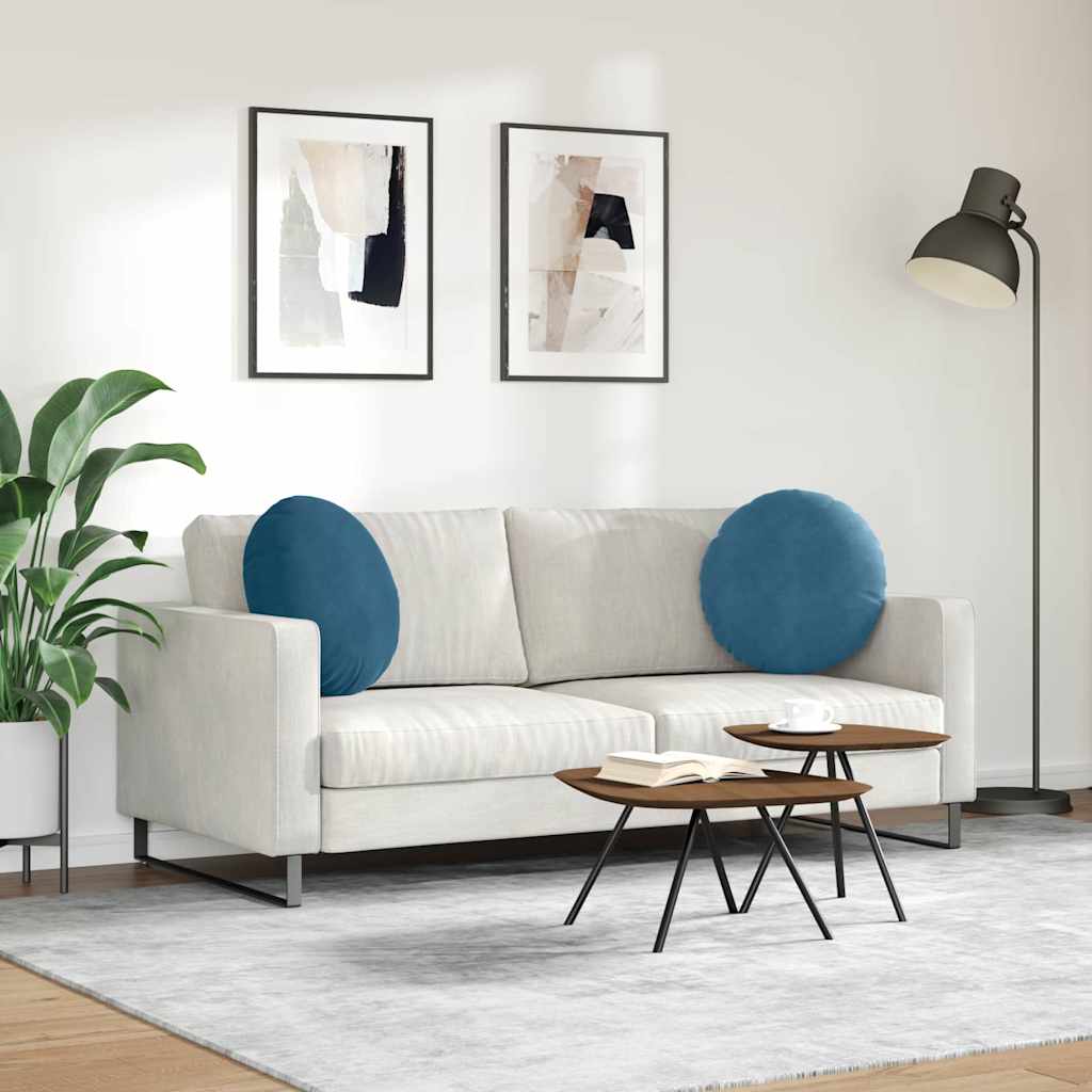 Sædepuder 2 stk. Fløjl Blå Ø50 x 19 cm