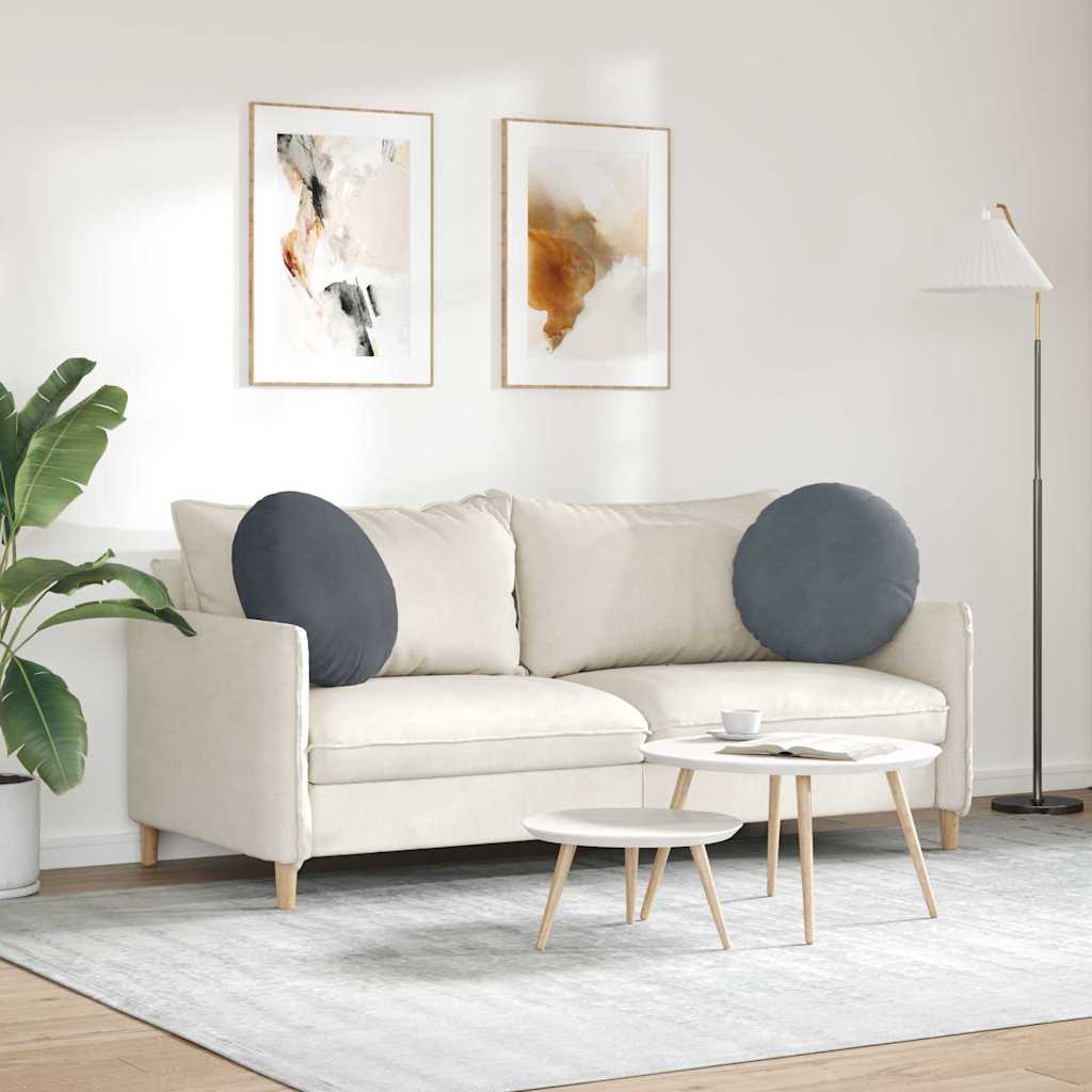 Sædepuder 2 stk. Fløjl Mørkegrå Ø50 x 19 cm