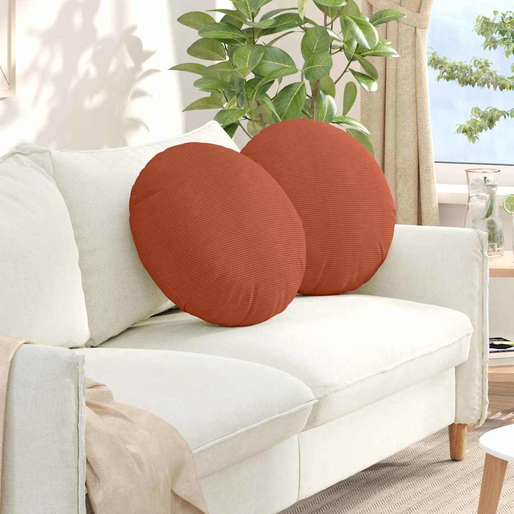 Sædepuder 2 stk. Velourstof Rød orange Ø50 x 19 cm