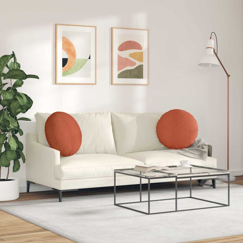 Sædepuder 2 stk. Velourstof Rød orange Ø50 x 19 cm