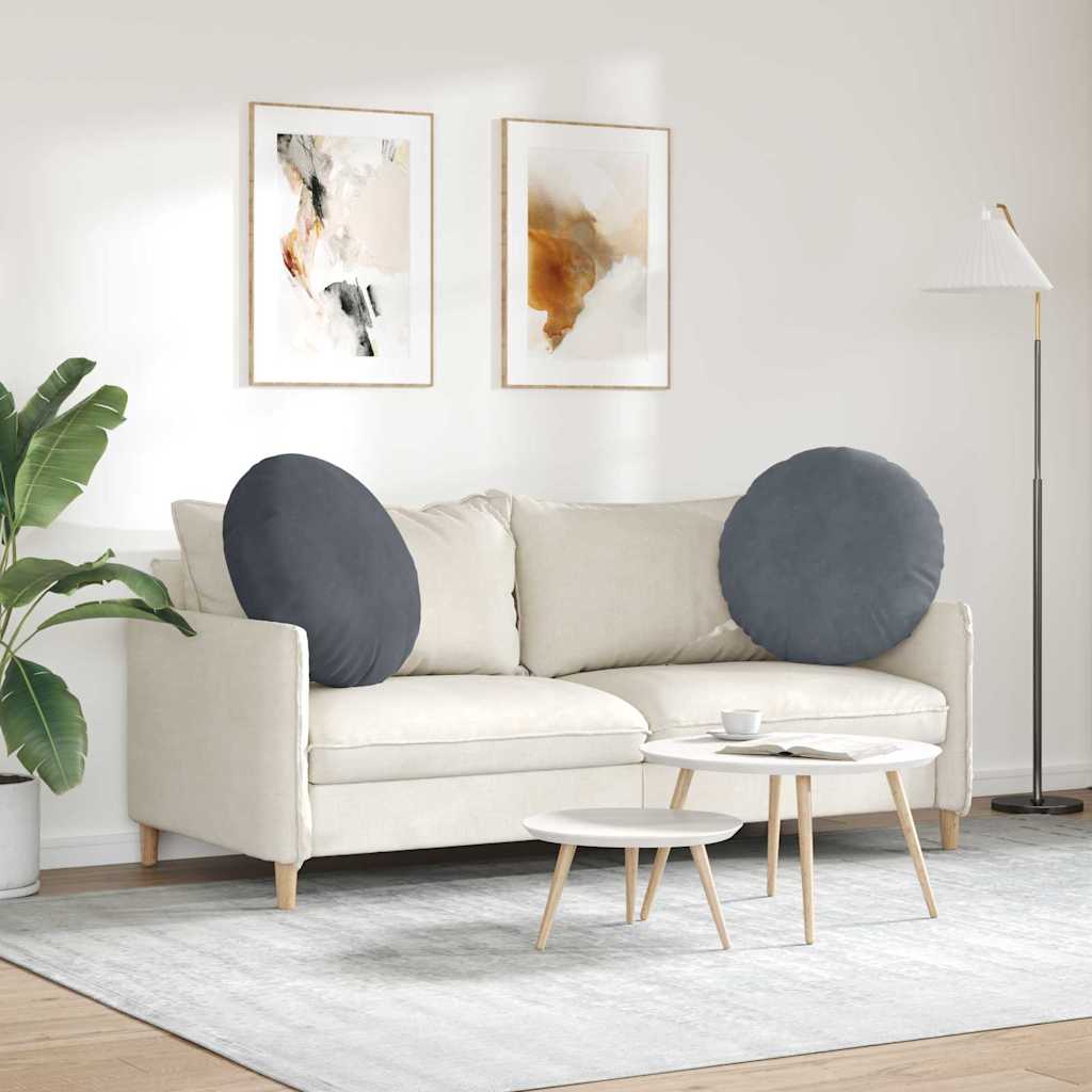 Sædepuder 2 stk. Fløjl Mørkegrå Ø60 x 21 cm