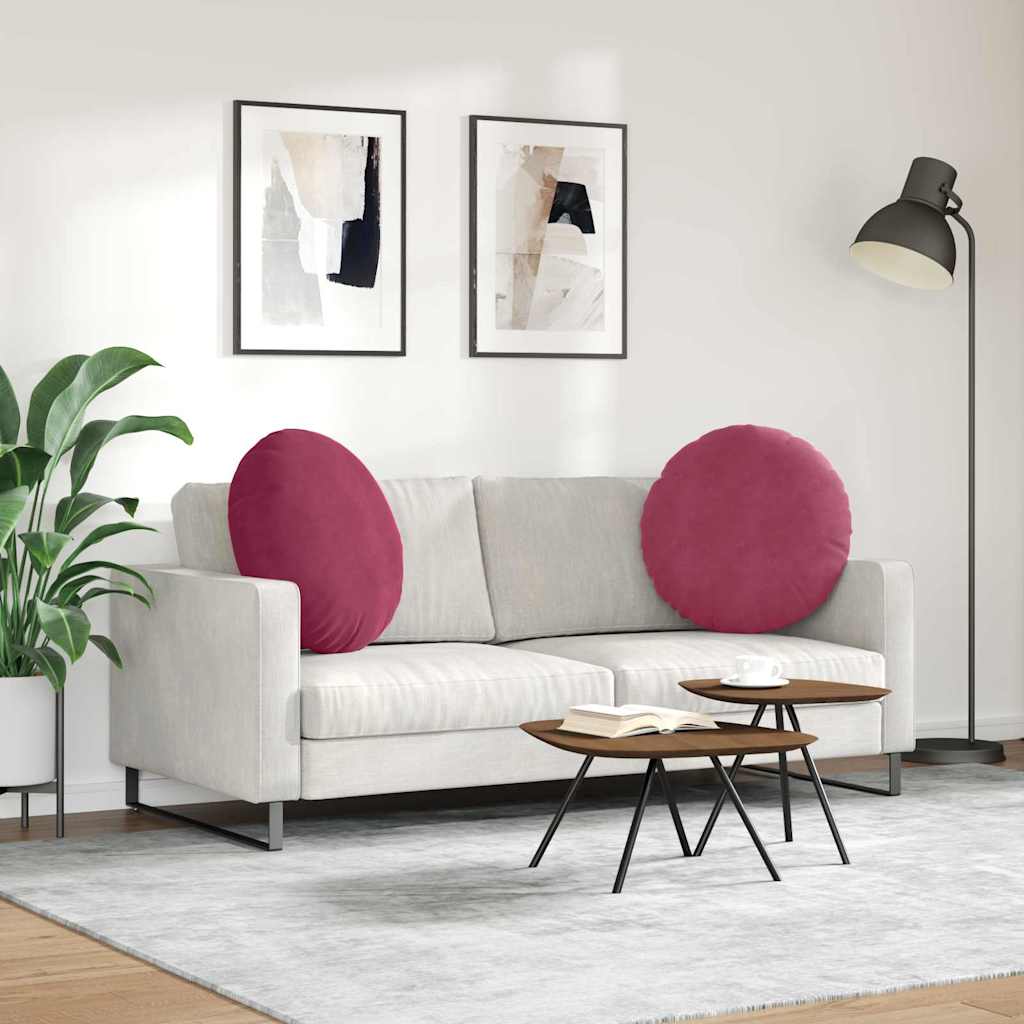 Sædepuder 2 stk. Fløjl Vinrød Ø60 x 21 cm