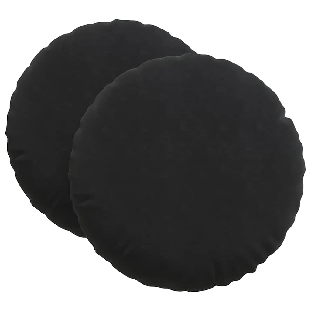 Sædepuder 2 stk. Fløjl Sort Ø60 x 21 cm