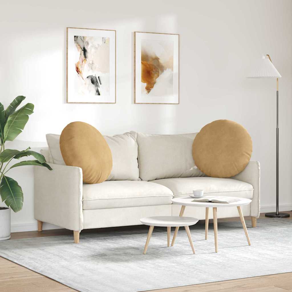 Sædepuder 2 stk. Fløjl Brun Ø60 x 21 cm
