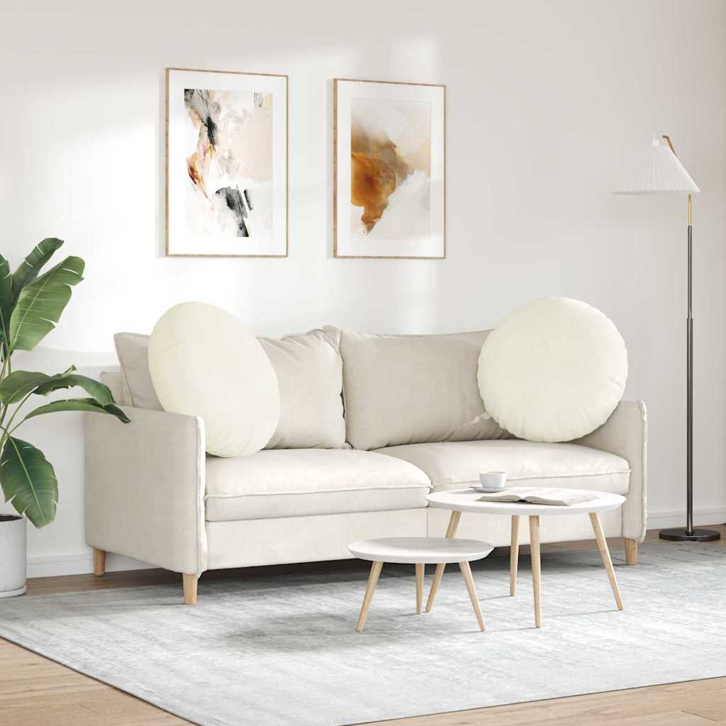 Sædepuder 2 stk. Fløjl Creme Ø60 x 21 cm