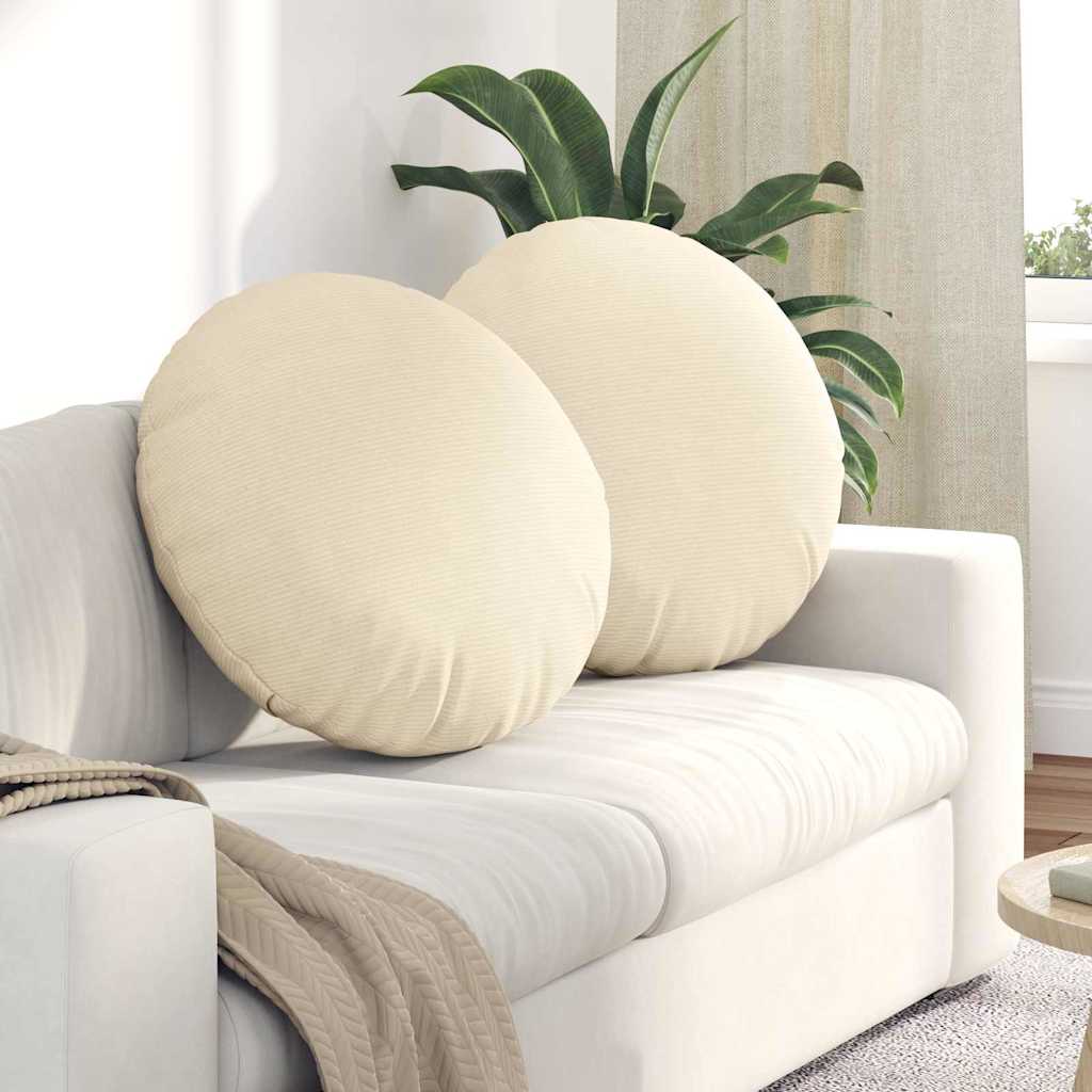 Sædepuder 2 stk. Velourstof Creme Ø60 x 21 cm