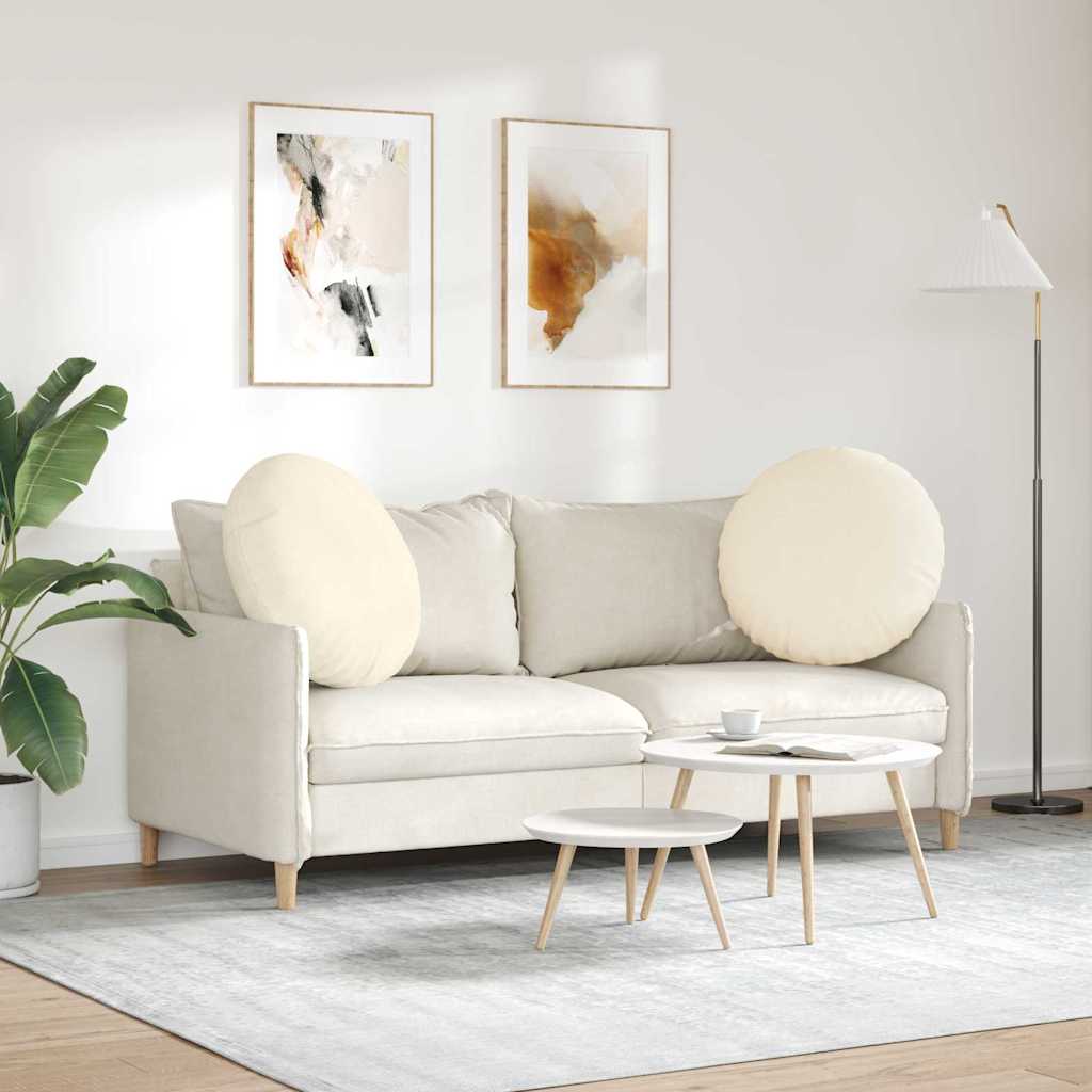 Sædepuder 2 stk. Velourstof Creme Ø60 x 21 cm