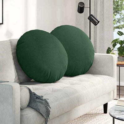 Sædepuder 2 stk. Velourstof Mørkegrøn Ø60 x 21 cm