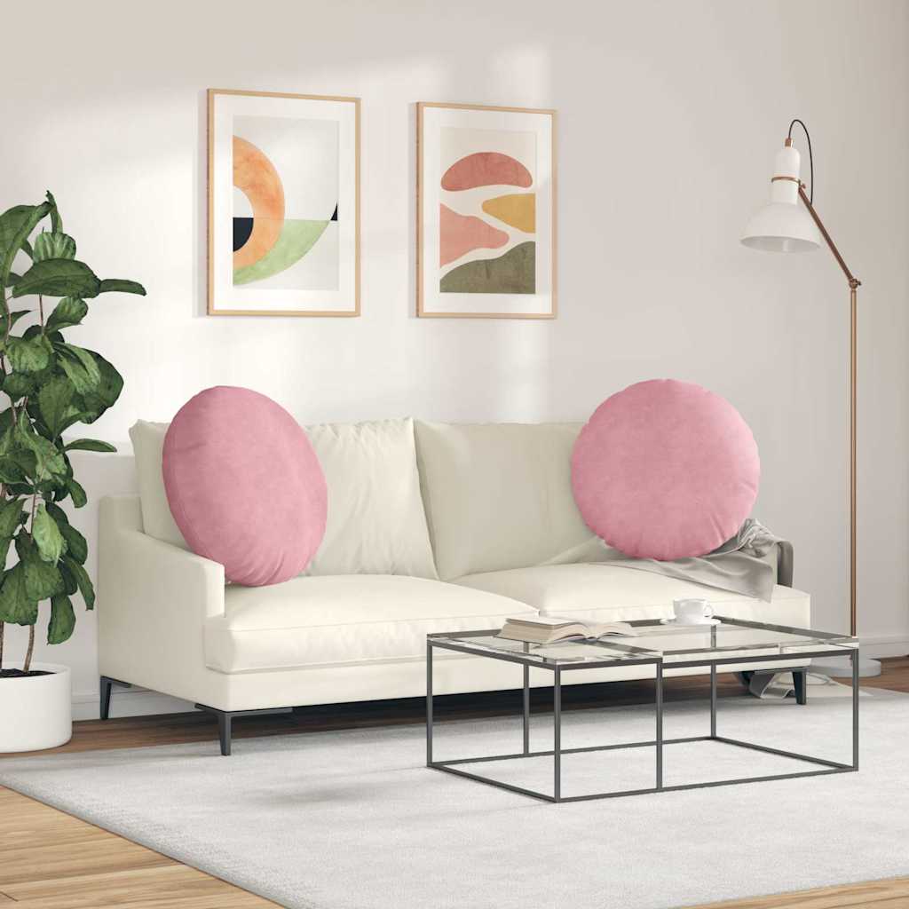 Sædepuder 2 stk. Fløjl Lyserød Ø 80 x 29 cm
