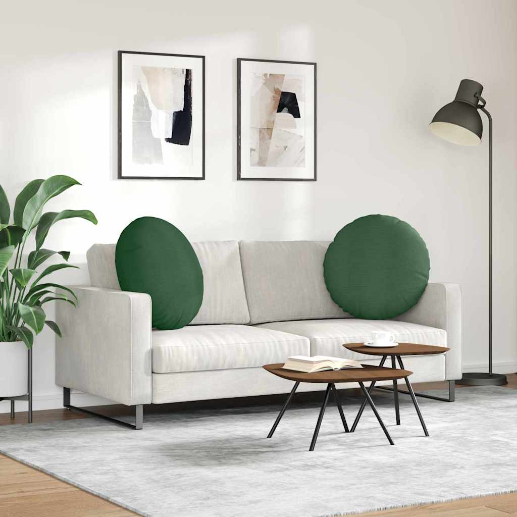 Sædepuder 2 stk. Velourstof Mørkegrøn Ø 80 cm