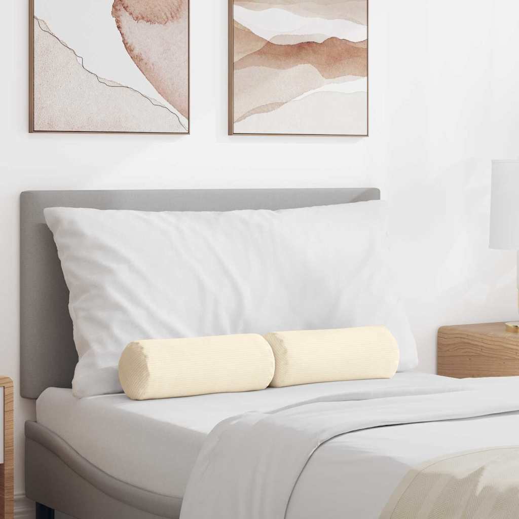 Bolsterpuder 2 pcs Creme Ø 15 x 40 cm Velourstof