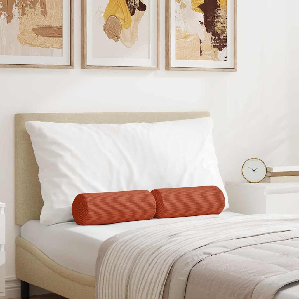 vidaXL Bolsterpuder 2 pcs Rød orange Ø 15 x 40 cm Velourstof