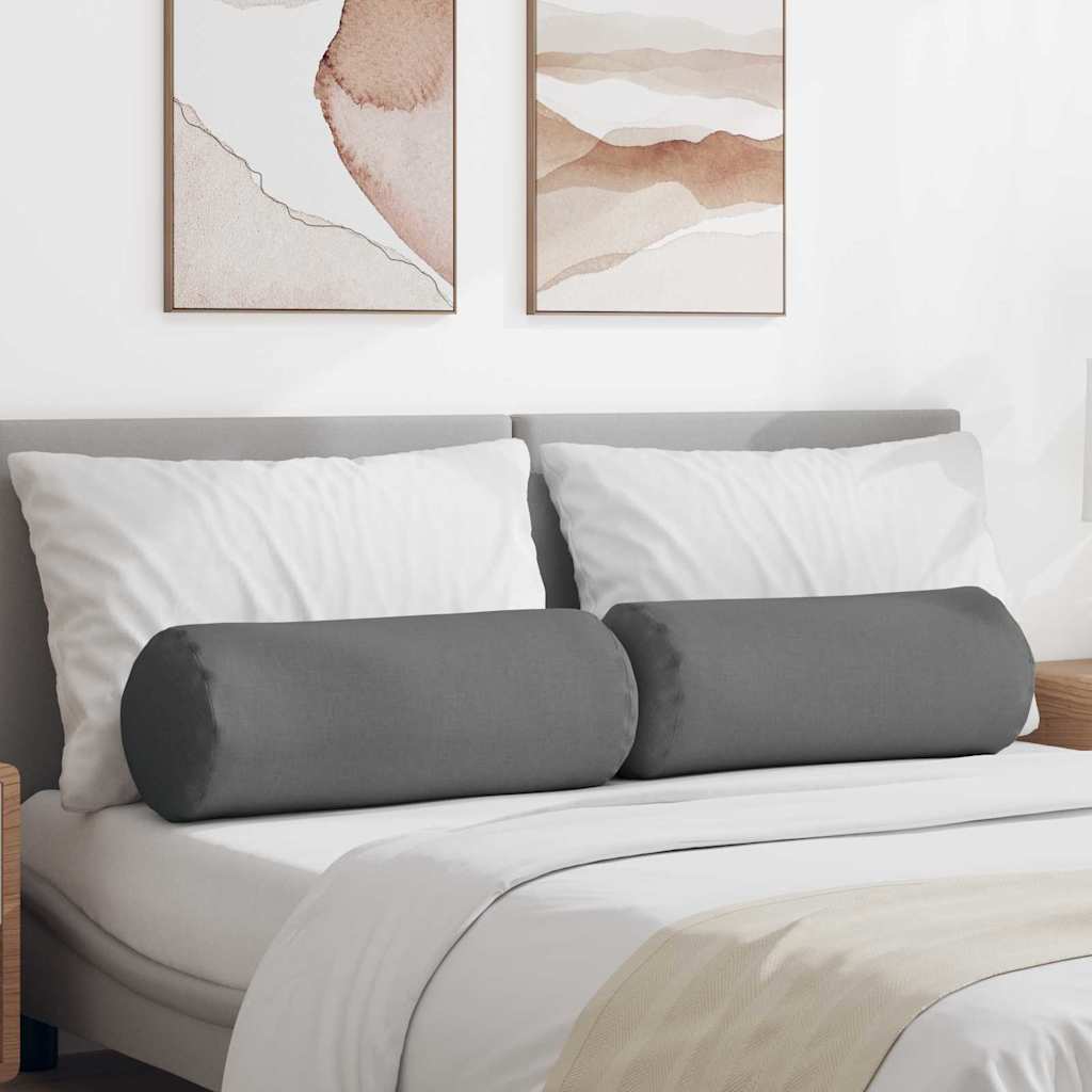 Bolsterpuder 2 stk. Stof Mørkegrå Ø 25 x 70 cm