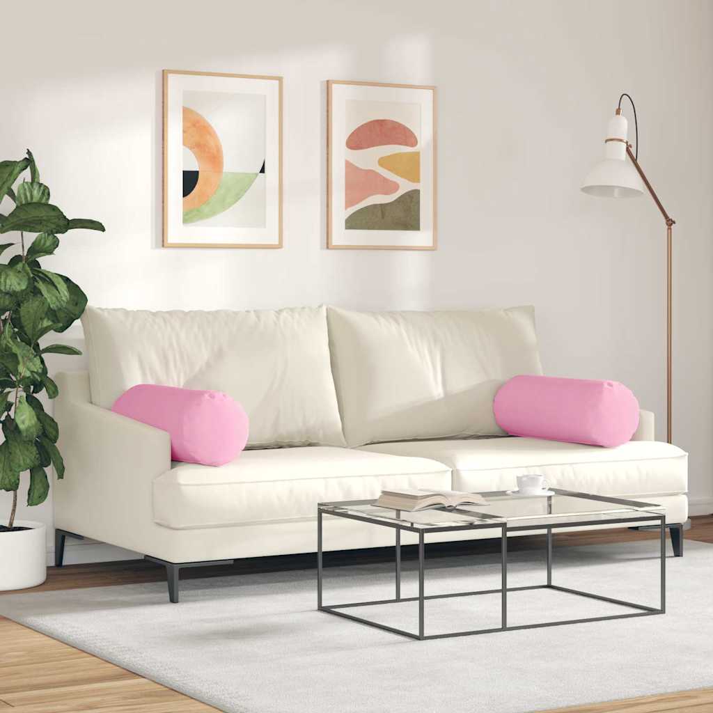 Bolsterpuder 2 stk. Stof Lyserød Ø 25 x 70 cm