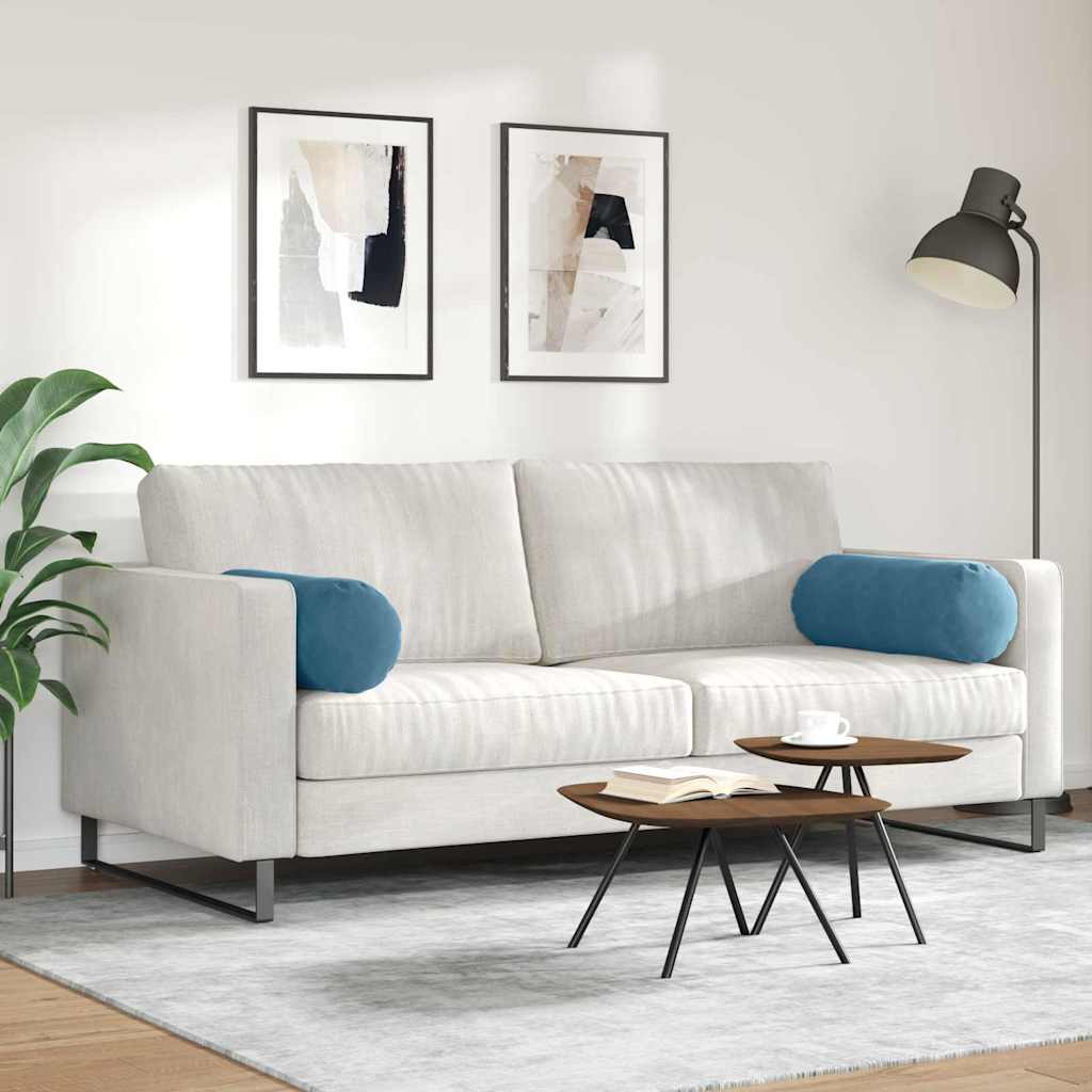 Bolsterpuder 2 pcs Blå Ø 25 x 70 cm Velourstof