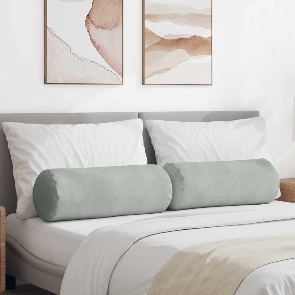 vidaXL Bolsterpuder 2 pcs Lysegrå Ø 25 x 70 cm Velourstof