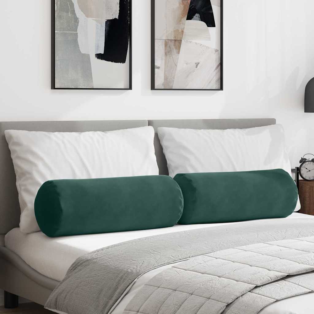 Bolsterpuder 2 pcs Mørkegrøn Ø 25 x 70 cm Velourstof