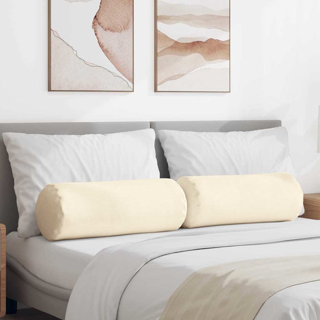 vidaXL Bolsterpuder 2 pcs Creme Ø 25 x 70 cm Velourstof