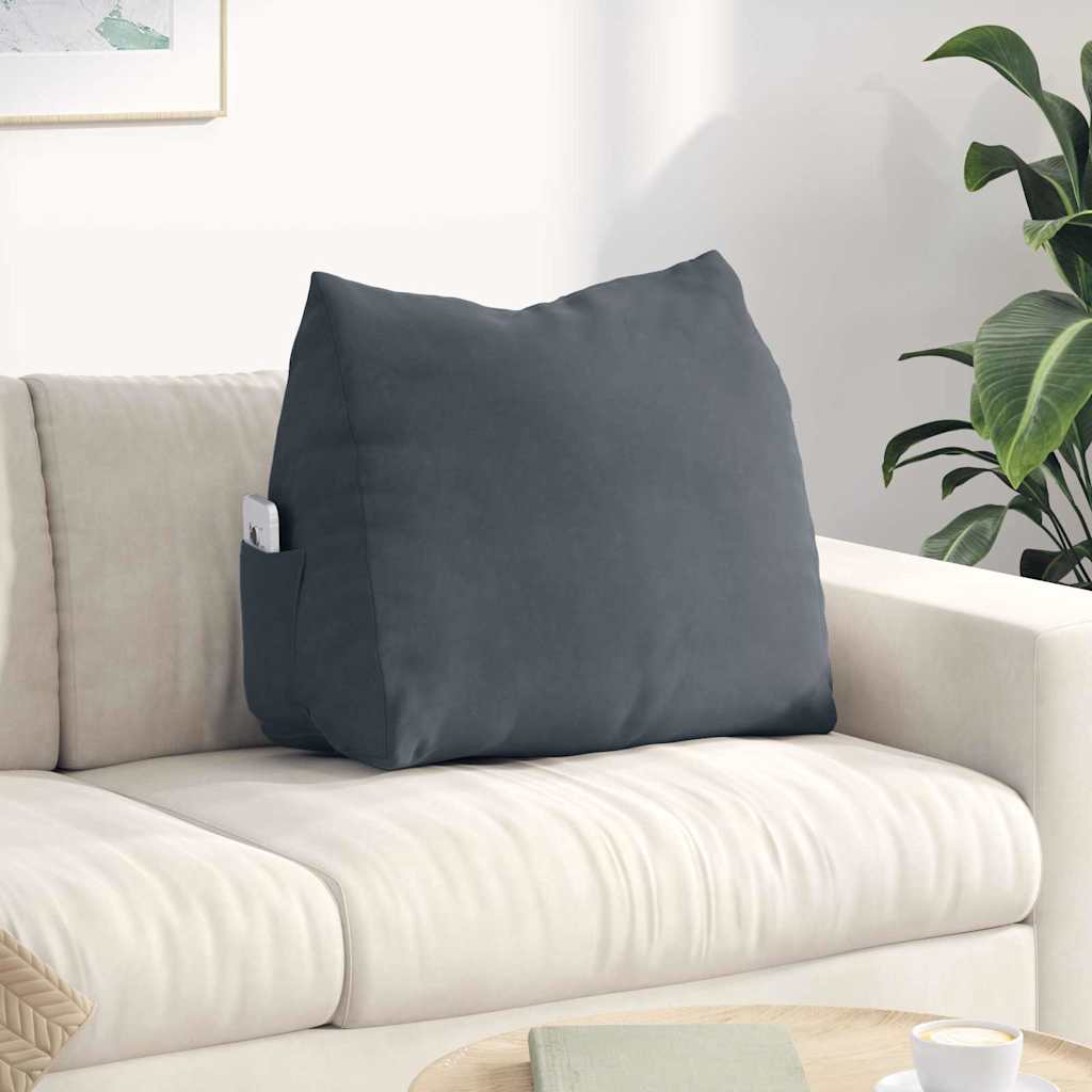 Rygpude Mørkegrå 60 x 20 x 50 cm Velourstof