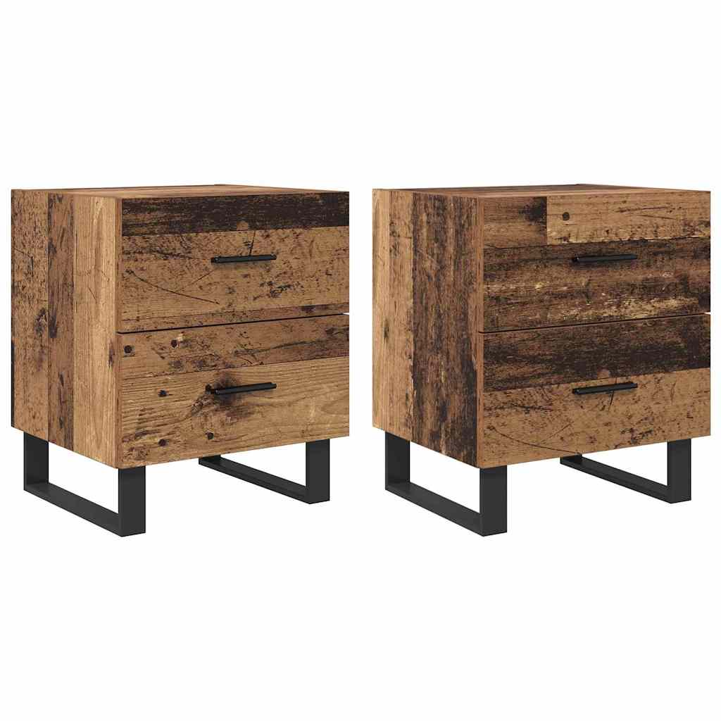 Natskab 2 stk. Gammelt træ og sort 40 x 35 x 47,5 cm