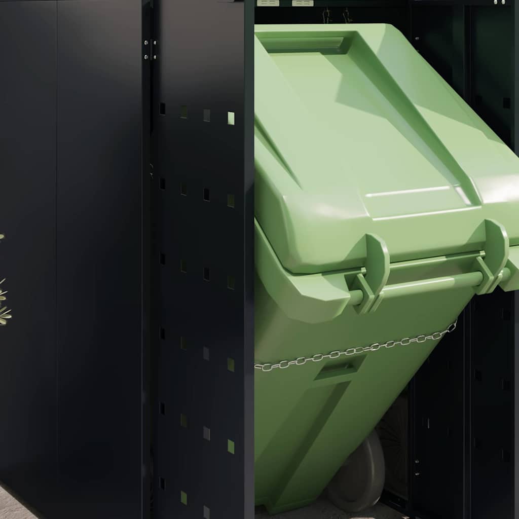 Wheelie Bin Opbevaring til 2 Affaldscontainere Sort