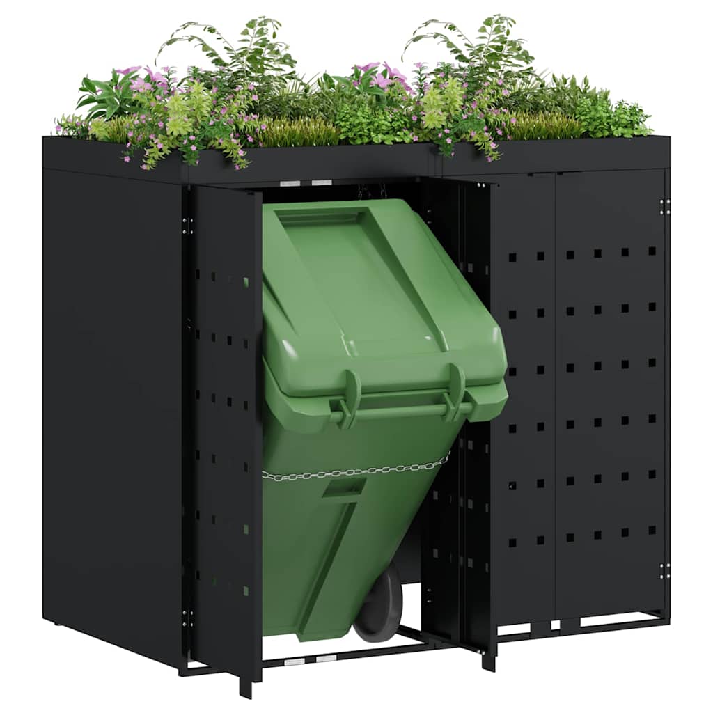 Wheelie Bin Opbevaring til 2 Affaldscontainere Sort