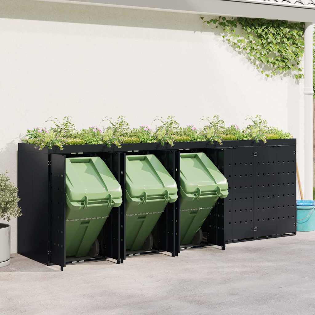 Wheelie Bin Opbevaring til 5 Affaldscontainere Sort
