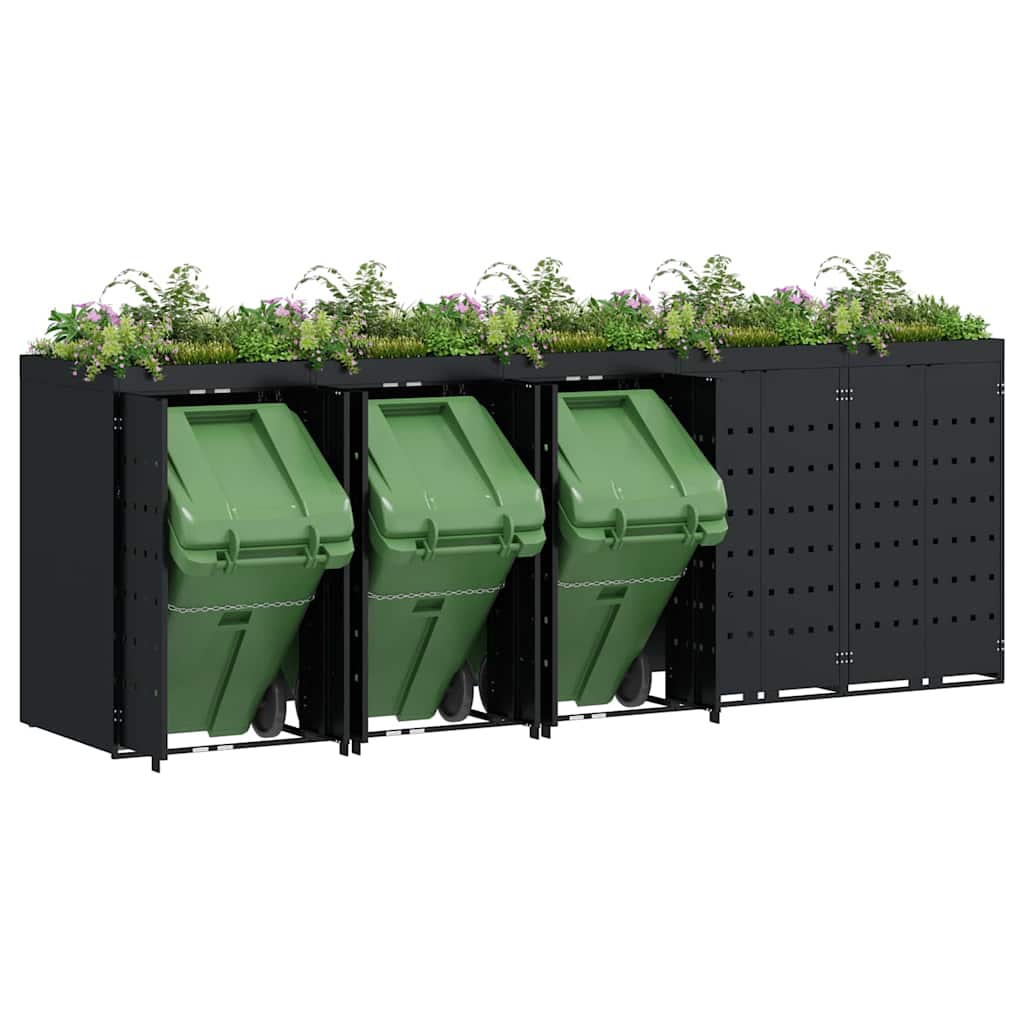 Wheelie Bin Opbevaring til 5 Affaldscontainere Sort