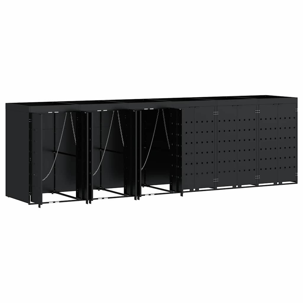 Wheelie Bin Opbevaring til 6 Affaldscontainere Sort
