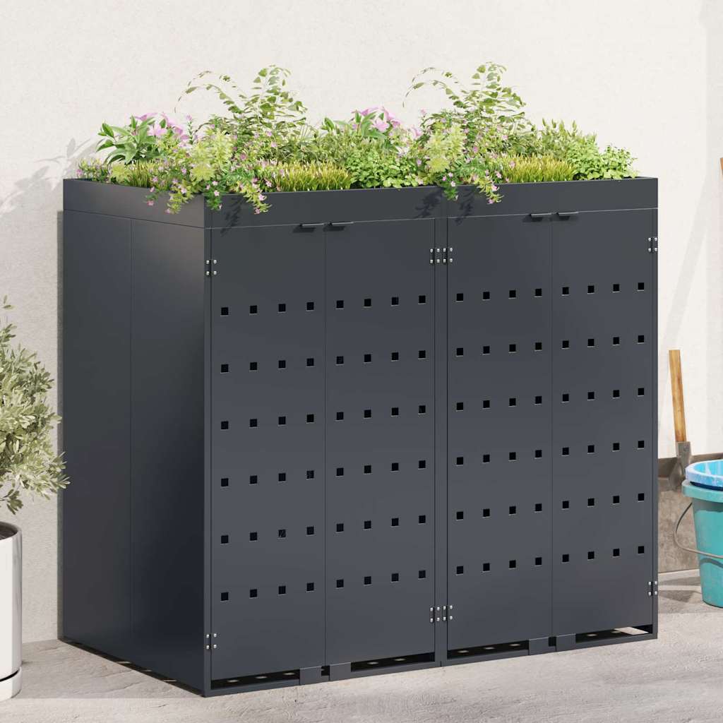Wheelie Bin Opbevaring til 2 Affaldscontainere Antracit