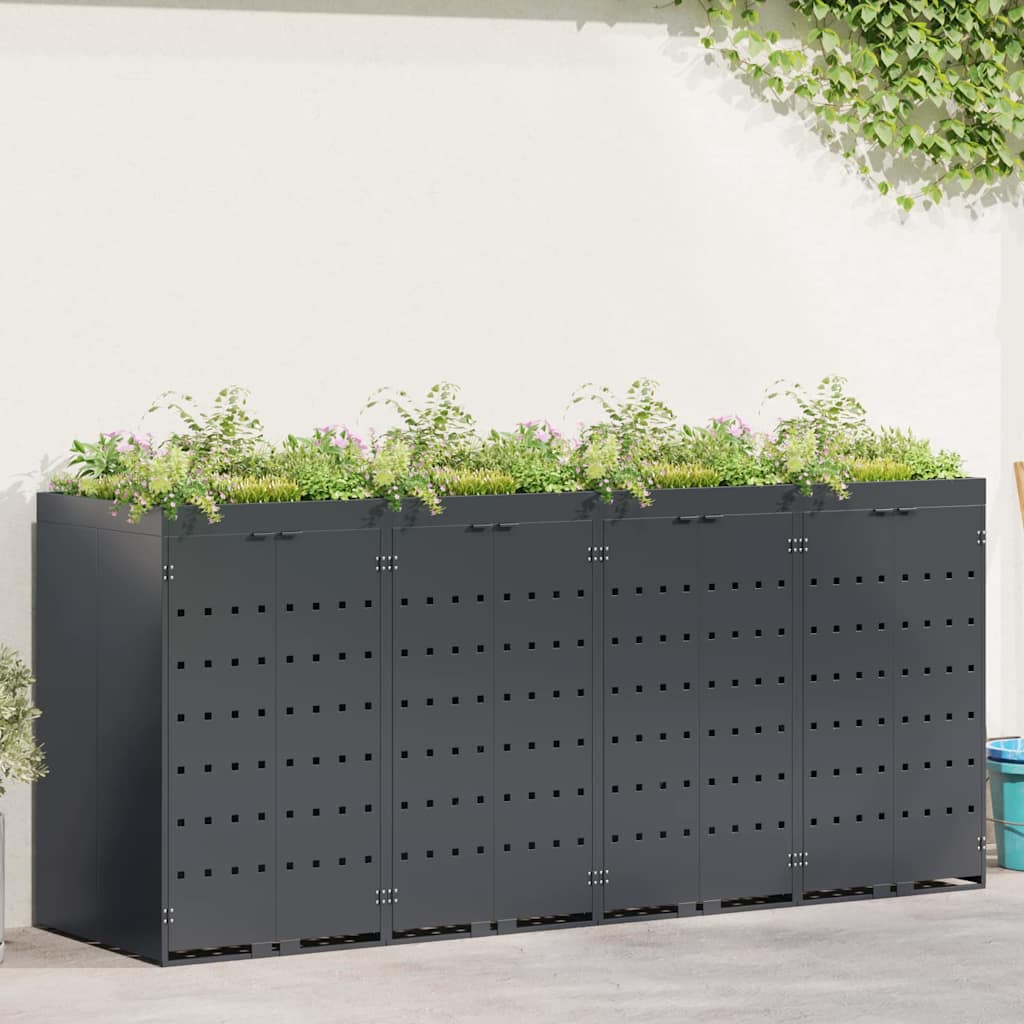 Wheelie Bin Opbevaring til 4 Affaldscontainere Antracit