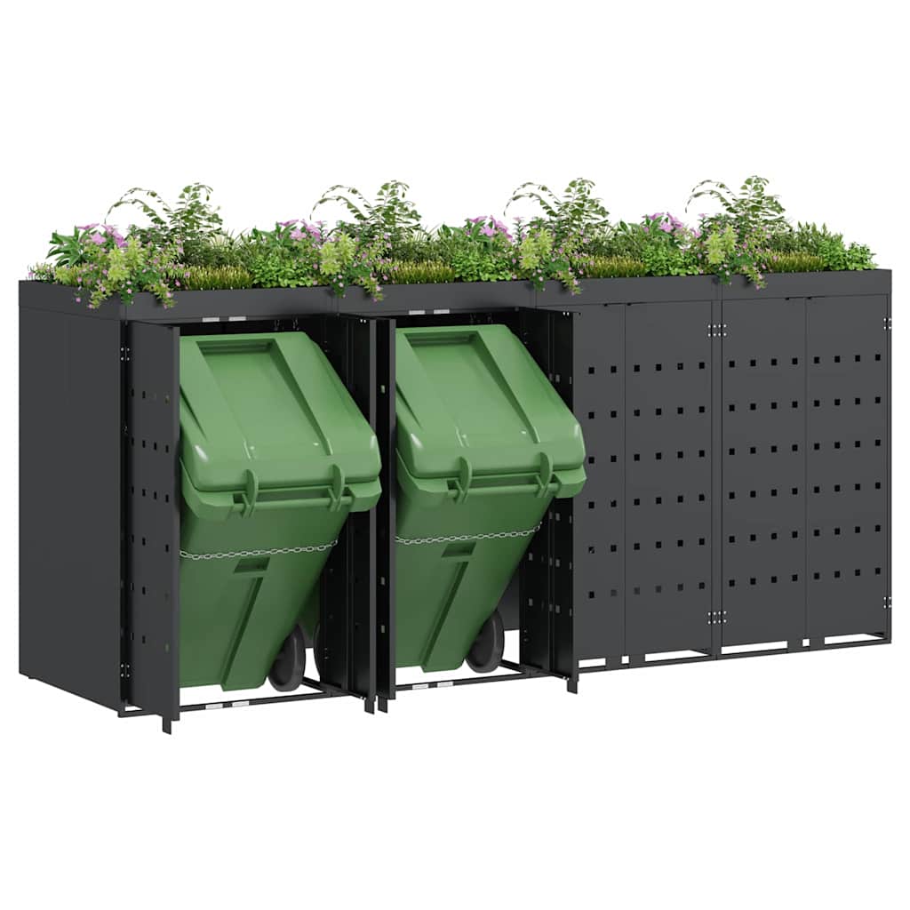 Wheelie Bin Opbevaring til 4 Affaldscontainere Antracit
