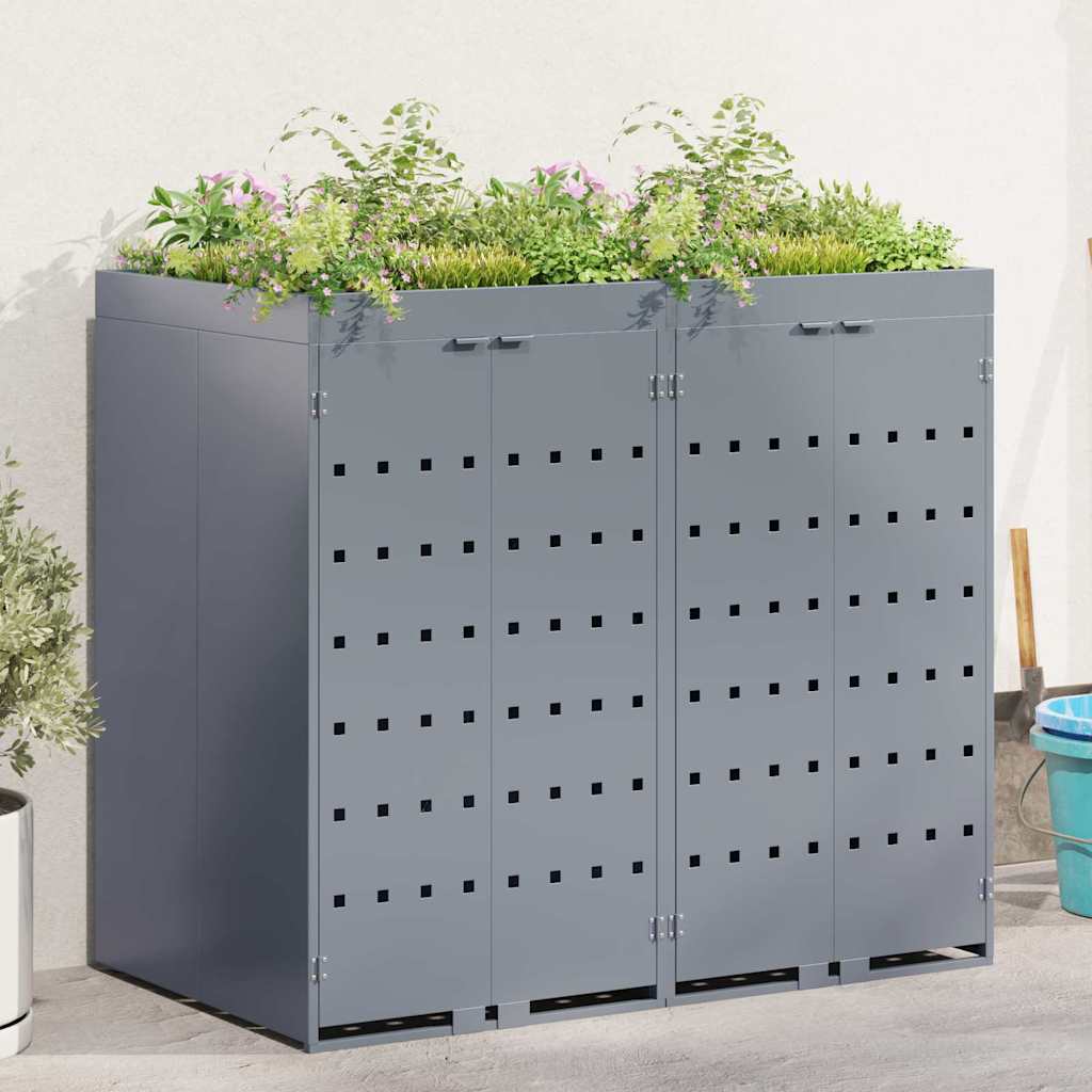 Wheelie Bin Opbevaring til 2 Affaldscontainere Lysegrå