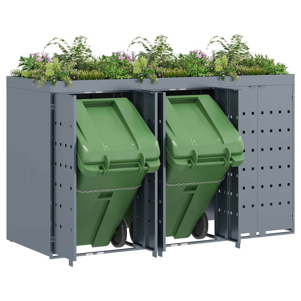 Wheelie Bin Opbevaring til 3 Affaldscontainere Lysegrå
