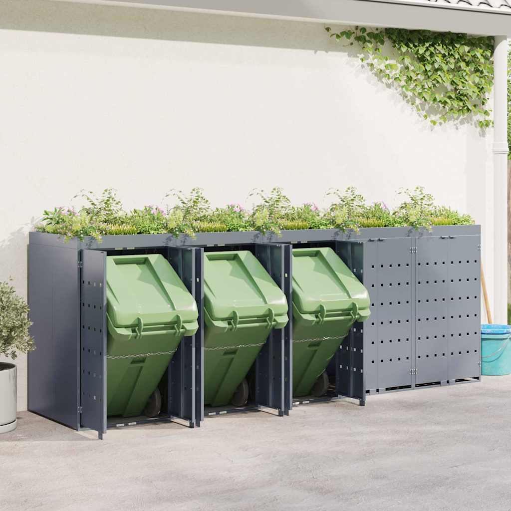 Wheelie Bin Opbevaring til 5 Affaldscontainere Lysegrå