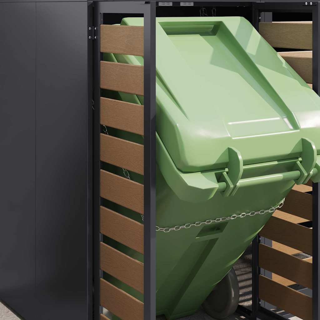 Wheelie Bin Opbevaring til 3 Affaldscontainere Stål Antracit