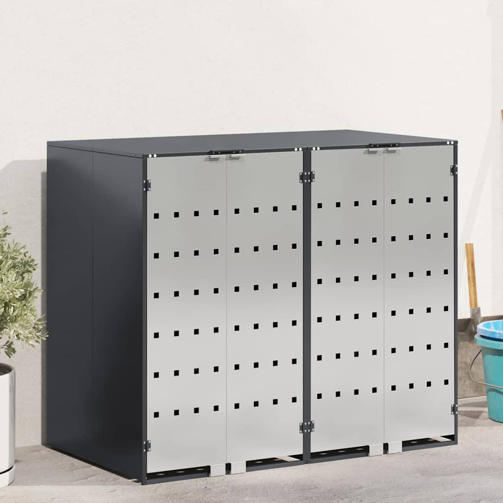 Wheelie Bin Opbevaring til 3 Affaldscontainere Rustfrit stål