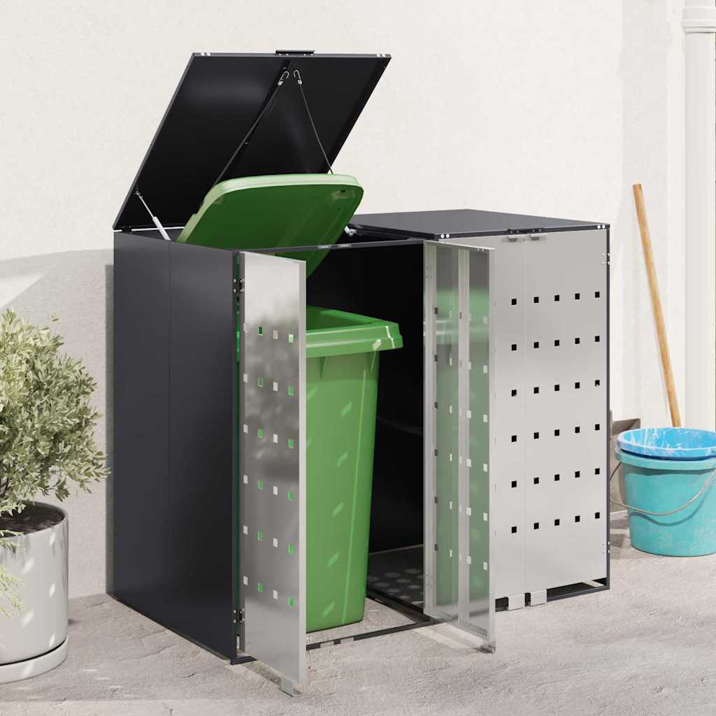 Wheelie Bin Opbevaring til 3 Affaldscontainere Rustfrit stål
