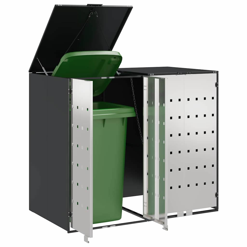 Wheelie Bin Opbevaring til 3 Affaldscontainere Rustfrit stål