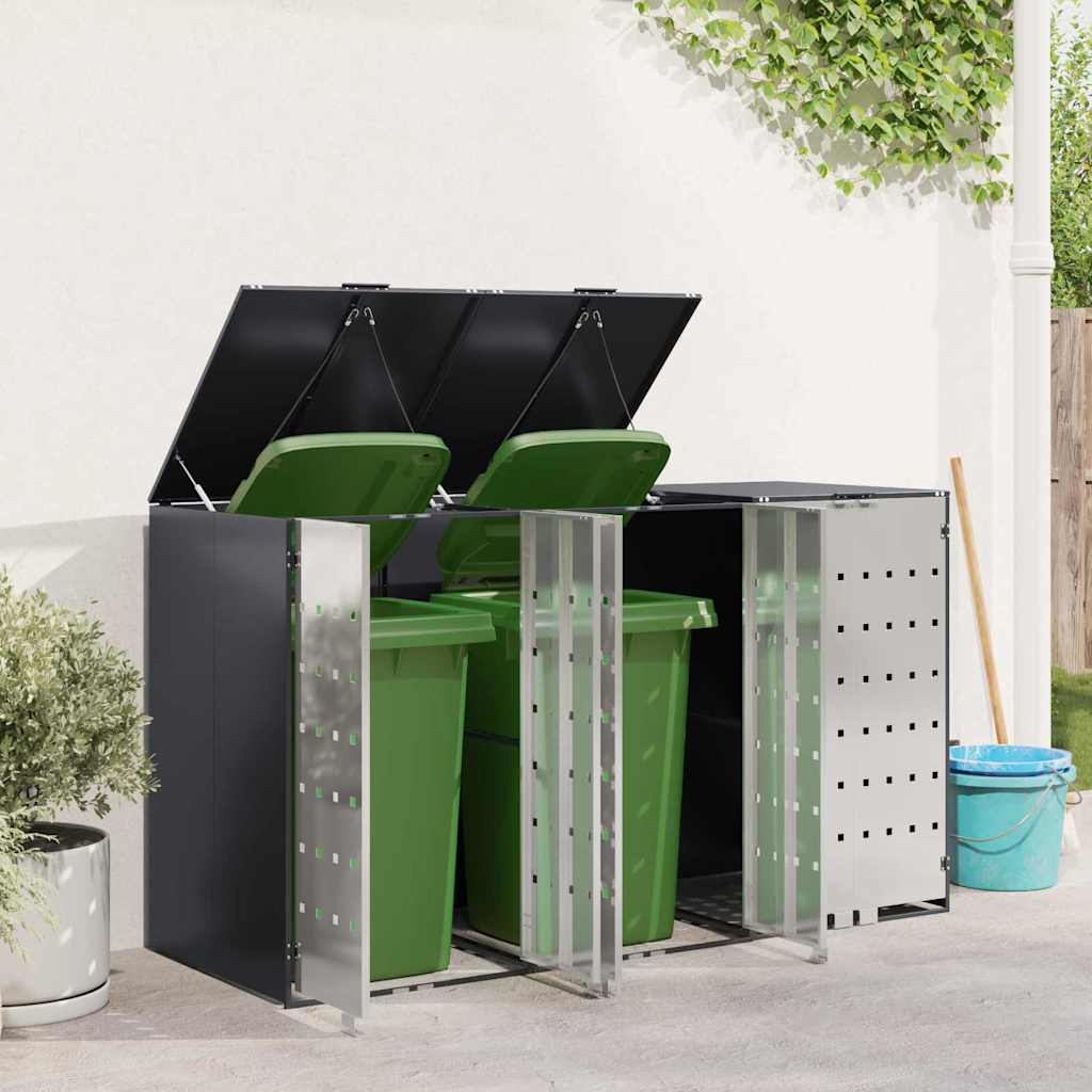 Wheelie Bin Opbevaring til 3 Affaldscontainere Rustfrit stål