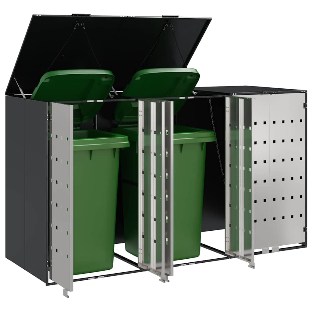 Wheelie Bin Opbevaring til 3 Affaldscontainere Rustfrit stål